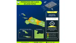 Prakiraan Cuaca Papua, 11 Mei 2026: Sejumlah Wilayah Berpotensi Hujan Lebat Disertai Petir dan Angin Kencang