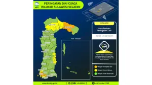 Prakiraan Cuaca Sulsel, 5 Mei 2026: Sejumlah Wilayah Berpotensi Hujan Lebat Disertai Petir dan Angin Kencang