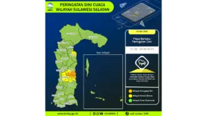 Prakiraan Cuaca Sulsel, 9 Mei 2026: Sejumlah Wilayah Berpotensi Hujan Lebat Disertai Petir dan Angin Kencang