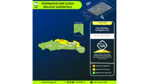 Prakiraan Cuaca Gorontalo, 4 Mei 2026: Sejumlah Wilayah Berpotensi Hujan Lebat Disertai Petir dan Angin Kencang