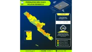 Prakiraan Cuaca Bengkulu, 9 Mei 2026: Sejumlah Wilayah Berpotensi Hujan Lebat Disertai Petir dan Angin Kencang
