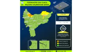 Prakiraan Cuaca Kalbar, 8 Mei 2026: Sejumlah Wilayah Berpotensi Hujan Lebat Disertai Petir dan Angin Kencang