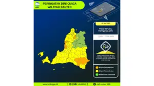 Prakiraan Cuaca Banten, 5 Mei 2026: Sejumlah Wilayah Berpotensi Hujan Lebat Disertai Petir dan Angin Kencang