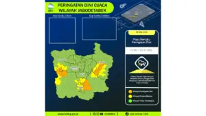Prakiraan Cuaca Jabodetabek, 9 Mei 2026: Sejumlah Wilayah Berpotensi Hujan Lebat Disertai Petir dan Angin Kencang