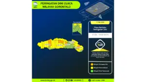 Prakiraan Cuaca Gorontalo, 11 Mei 2026: Sejumlah Wilayah Berpotensi Hujan Lebat Disertai Petir dan Angin Kencang