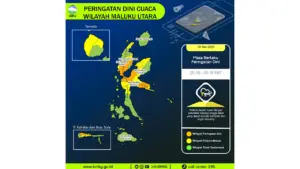 Prakiraan Cuaca Malut, 8 Mei 2026: Sejumlah Wilayah Berpotensi Hujan Lebat Disertai Petir dan Angin Kencang