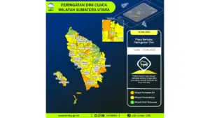 Prakiraan Cuaca Sumut, 6 Mei 2026: Sejumlah Wilayah Berpotensi Hujan Lebat Disertai Petir dan Angin Kencang