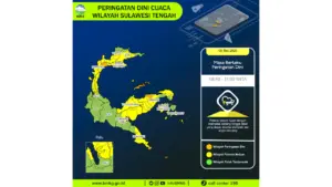 Prakiraan Cuaca Sulteng, 5 Mei 2026: Sejumlah Wilayah Berpotensi Hujan Lebat Disertai Petir dan Angin Kencang
