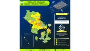 Prakiraan Cuaca Sultra, 5 Mei 2026: Sejumlah Wilayah Berpotensi Hujan Lebat Disertai Petir dan Angin Kencang
