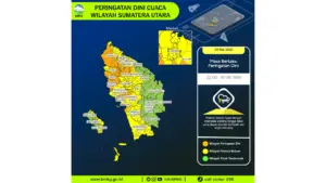 Prakiraan Cuaca Sumut, 9 Mei 2026: Sejumlah Wilayah Berpotensi Hujan Lebat Disertai Petir dan Angin Kencang