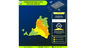 Prakiraan Cuaca Banten, 11 Mei 2026: Sejumlah Wilayah Berpotensi Hujan Lebat Disertai Petir dan Angin Kencang