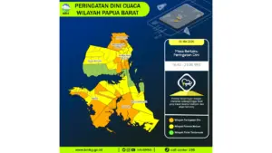 Prakiraan Cuaca Papua Barat, 5 Mei 2026: Sejumlah Wilayah Berpotensi Hujan Lebat Disertai Petir dan Angin Kencang