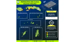 Prakiraan Cuaca Maluku, 8 Mei 2026: Sejumlah Wilayah Berpotensi Hujan Lebat Disertai Petir dan Angin Kencang