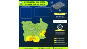Prakiraan Cuaca Jabodetabek, 5 Mei 2026: Sejumlah Wilayah Berpotensi Hujan Lebat Disertai Petir dan Angin Kencang