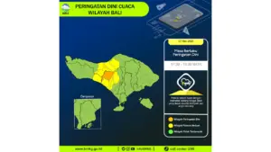 Prakiraan Cuaca Bali, 7 Mei 2026: Sejumlah Wilayah Berpotensi Hujan Lebat Disertai Petir dan Angin Kencang