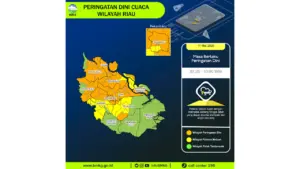 Prakiraan Cuaca Riau, 11 Mei 2026: Sejumlah Wilayah Berpotensi Hujan Lebat Disertai Petir dan Angin Kencang