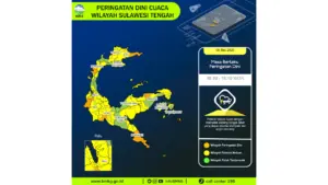 Prakiraan Cuaca Sulteng, 5 Mei 2026: Sejumlah Wilayah Berpotensi Hujan Lebat Disertai Petir dan Angin Kencang