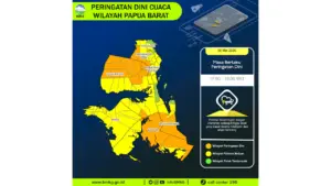 Prakiraan Cuaca Papua Barat, 6 Mei 2026: Sejumlah Wilayah Berpotensi Hujan Lebat Disertai Petir dan Angin Kencang