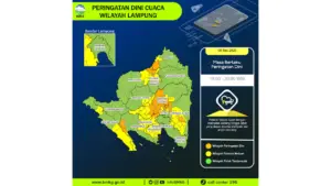Prakiraan Cuaca Lampung, 9 Mei 2026: Sejumlah Wilayah Berpotensi Hujan Lebat Disertai Petir dan Angin Kencang