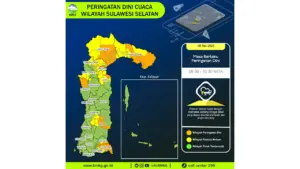 Prakiraan Cuaca Sulsel, 8 Mei 2026: Sejumlah Wilayah Berpotensi Hujan Lebat Disertai Petir dan Angin Kencang