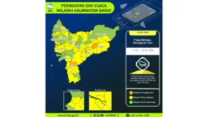 Prakiraan Cuaca Kalbar, 6 Mei 2026: Sejumlah Wilayah Berpotensi Hujan Lebat Disertai Petir dan Angin Kencang