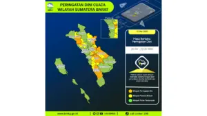 Prakiraan Cuaca Sumbar, 10 Mei 2026: Sejumlah Wilayah Berpotensi Hujan Lebat Disertai Petir dan Angin Kencang