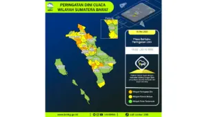 Prakiraan Cuaca Sumbar, 6 Mei 2026: Sejumlah Wilayah Berpotensi Hujan Lebat Disertai Petir dan Angin Kencang