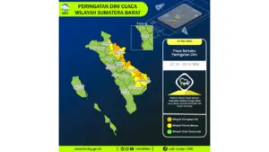 Prakiraan Cuaca Sumbar, 4 Mei 2026: Sejumlah Wilayah Berpotensi Hujan Lebat Disertai Petir dan Angin Kencang