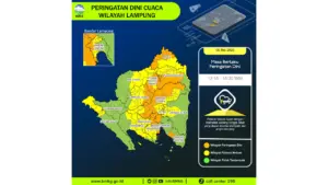 Prakiraan Cuaca Lampung, 6 Mei 2026: Sejumlah Wilayah Berpotensi Hujan Lebat Disertai Petir dan Angin Kencang