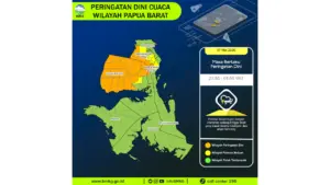 Prakiraan Cuaca Papua Barat, 7 Mei 2026: Sejumlah Wilayah Berpotensi Hujan Lebat Disertai Petir dan Angin Kencang
