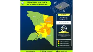 Prakiraan Cuaca Papua Selatan, 7 Mei 2026: Sejumlah Wilayah Berpotensi Hujan Lebat Disertai Petir dan Angin Kencang