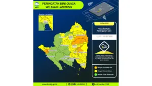 Prakiraan Cuaca Lampung, 5 Mei 2026: Sejumlah Wilayah Berpotensi Hujan Lebat Disertai Petir dan Angin Kencang