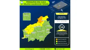 Prakiraan Cuaca Kalteng, 6 Mei 2026: Sejumlah Wilayah Berpotensi Hujan Lebat Disertai Petir dan Angin Kencang