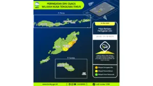 Prakiraan Cuaca NTT, 6 Mei 2026: Sejumlah Wilayah Berpotensi Hujan Lebat Disertai Petir dan Angin Kencang