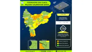 Prakiraan Cuaca Kalbar, 8 Mei 2026: Sejumlah Wilayah Berpotensi Hujan Lebat Disertai Petir dan Angin Kencang