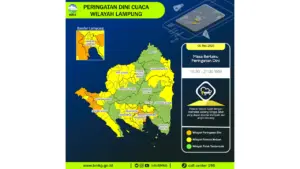 Prakiraan Cuaca Lampung, 6 Mei 2026: Sejumlah Wilayah Berpotensi Hujan Lebat Disertai Petir dan Angin Kencang