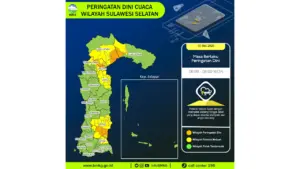 Prakiraan Cuaca Sulsel, 10 Mei 2026: Sejumlah Wilayah Berpotensi Hujan Lebat Disertai Petir dan Angin Kencang
