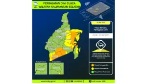 Prakiraan Cuaca Kalsel, 5 Mei 2026: Sejumlah Wilayah Berpotensi Hujan Lebat Disertai Petir dan Angin Kencang