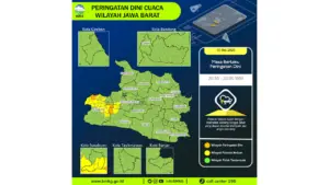 Prakiraan Cuaca Jabar, 10 Mei 2026: Sejumlah Wilayah Berpotensi Hujan Lebat Disertai Petir dan Angin Kencang