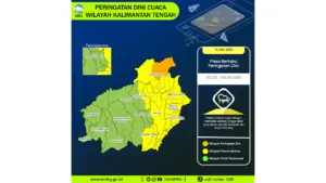 Prakiraan Cuaca Kalteng, 10 Mei 2026: Sejumlah Wilayah Berpotensi Hujan Lebat Disertai Petir dan Angin Kencang