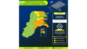 Prakiraan Cuaca Kaltara, 6 Mei 2026: Sejumlah Wilayah Berpotensi Hujan Lebat Disertai Petir dan Angin Kencang