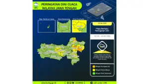 Prakiraan Cuaca Jateng, 10 Mei 2026: Sejumlah Wilayah Berpotensi Hujan Lebat Disertai Petir dan Angin Kencang