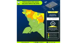 Prakiraan Cuaca Papua Selatan, 5 Mei 2026: Sejumlah Wilayah Berpotensi Hujan Lebat Disertai Petir dan Angin Kencang