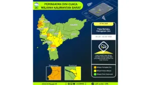 Prakiraan Cuaca Kalbar, 6 Mei 2026: Sejumlah Wilayah Berpotensi Hujan Lebat Disertai Petir dan Angin Kencang