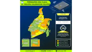 Prakiraan Cuaca Kalsel, 8 Mei 2026: Sejumlah Wilayah Berpotensi Hujan Lebat Disertai Petir dan Angin Kencang