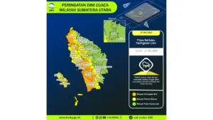 Prakiraan Cuaca Sumut, 5 Mei 2026: Sejumlah Wilayah Berpotensi Hujan Lebat Disertai Petir dan Angin Kencang