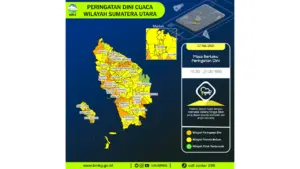 Prakiraan Cuaca Sumut, 7 Mei 2026: Sejumlah Wilayah Berpotensi Hujan Lebat Disertai Petir dan Angin Kencang