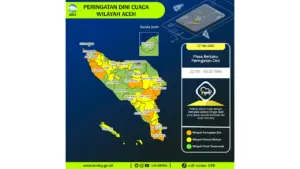 Prakiraan Cuaca Aceh, 7 Mei 2026: Sejumlah Wilayah Berpotensi Hujan Lebat Disertai Petir dan Angin Kencang