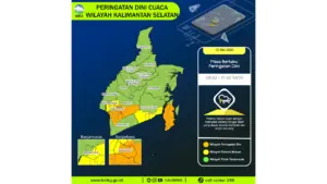 Prakiraan Cuaca Kalsel, 10 Mei 2026: Sejumlah Wilayah Berpotensi Hujan Lebat Disertai Petir dan Angin Kencang