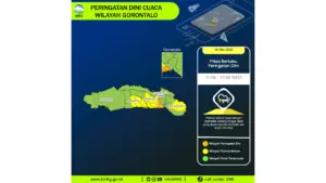 Prakiraan Cuaca Gorontalo, 5 Mei 2026: Sejumlah Wilayah Berpotensi Hujan Lebat Disertai Petir dan Angin Kencang